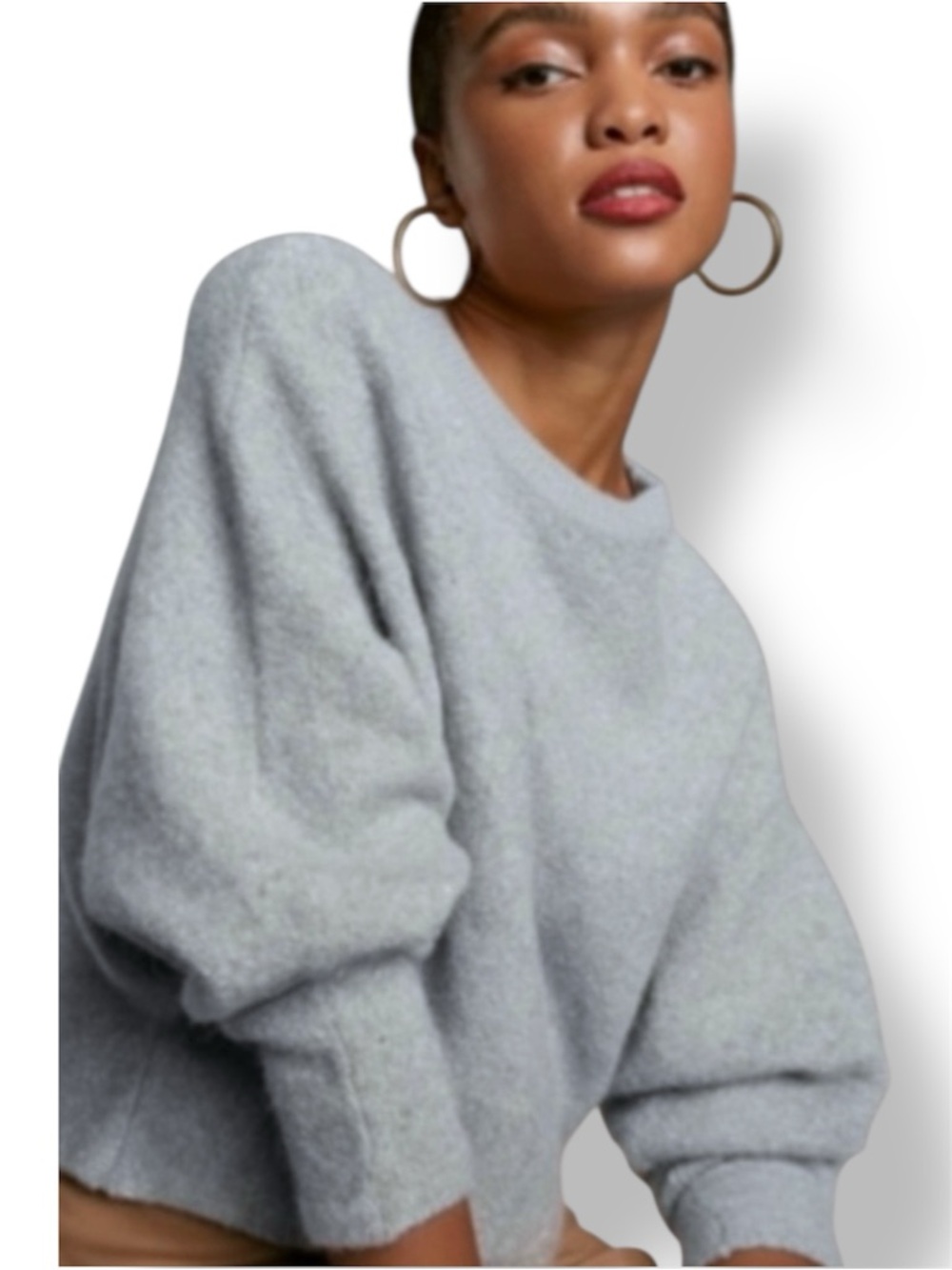 ARITZIA BABATON Zaha Batwing Sleeve Wool Silk Alpaca Blend Gray Confetti Size XS